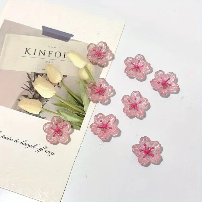 Pink Cherry Blossom Fridge Magnets (Set of 10)
