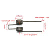 A set of two metal wire torsion springs with specified dimensions and a 1.1mm wire diameter.