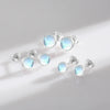 Round Moonstone Stud Earrings in Sterling Silver