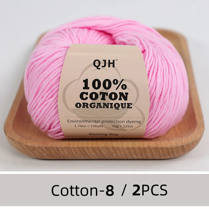 100% Organic Cotton Yarn for Knitting and Crocheting (2-Pack)