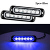 Two blue LED strobe side marker lights are shown, with one light illuminated and casting a bright blue glow.