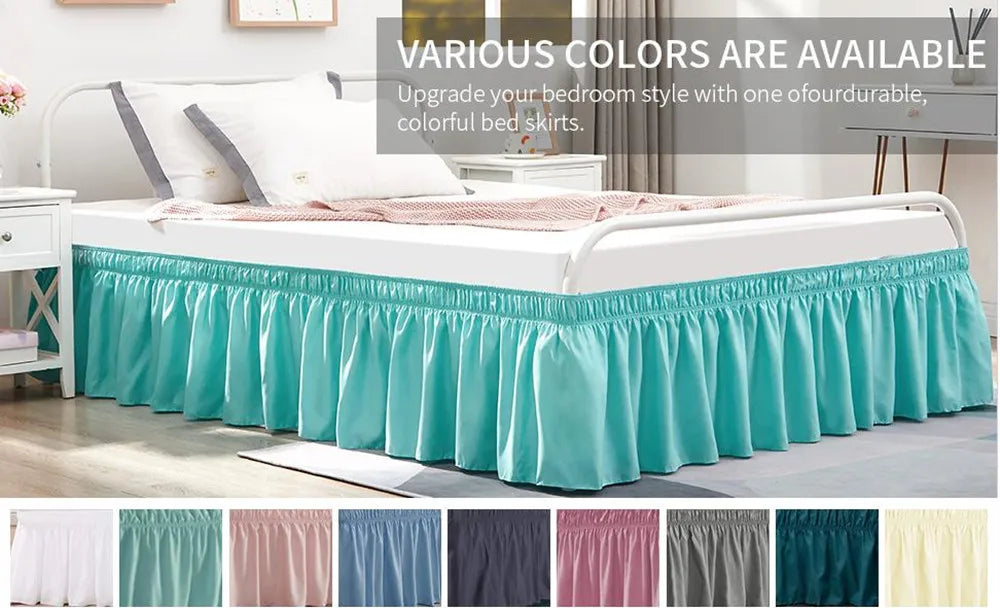 Ruffled Bed Skirt with Elastic Band – No-Lift, Wrinkle-Resistant Design