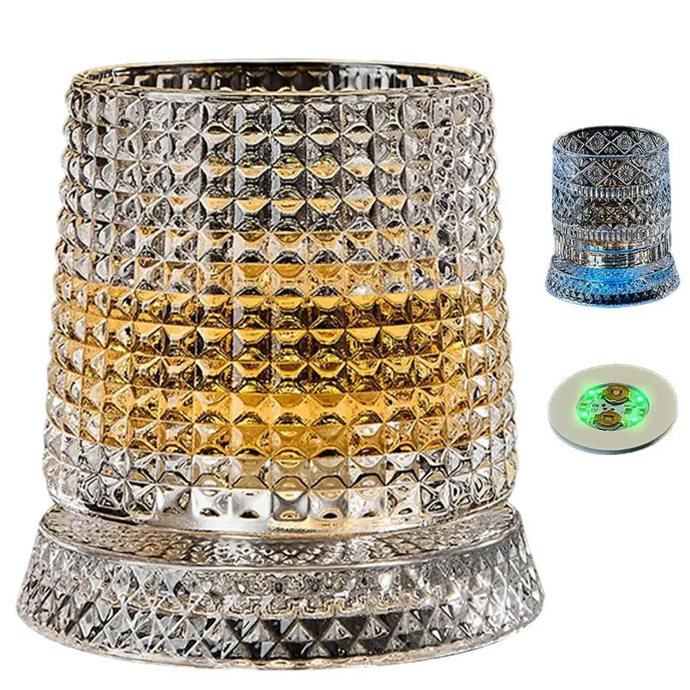 Luminous LED Whiskey Glass with Rotating Display