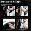 Installation steps showing how to apply and fit a double-layer self-adhesive car door seal strip on a vehicle.