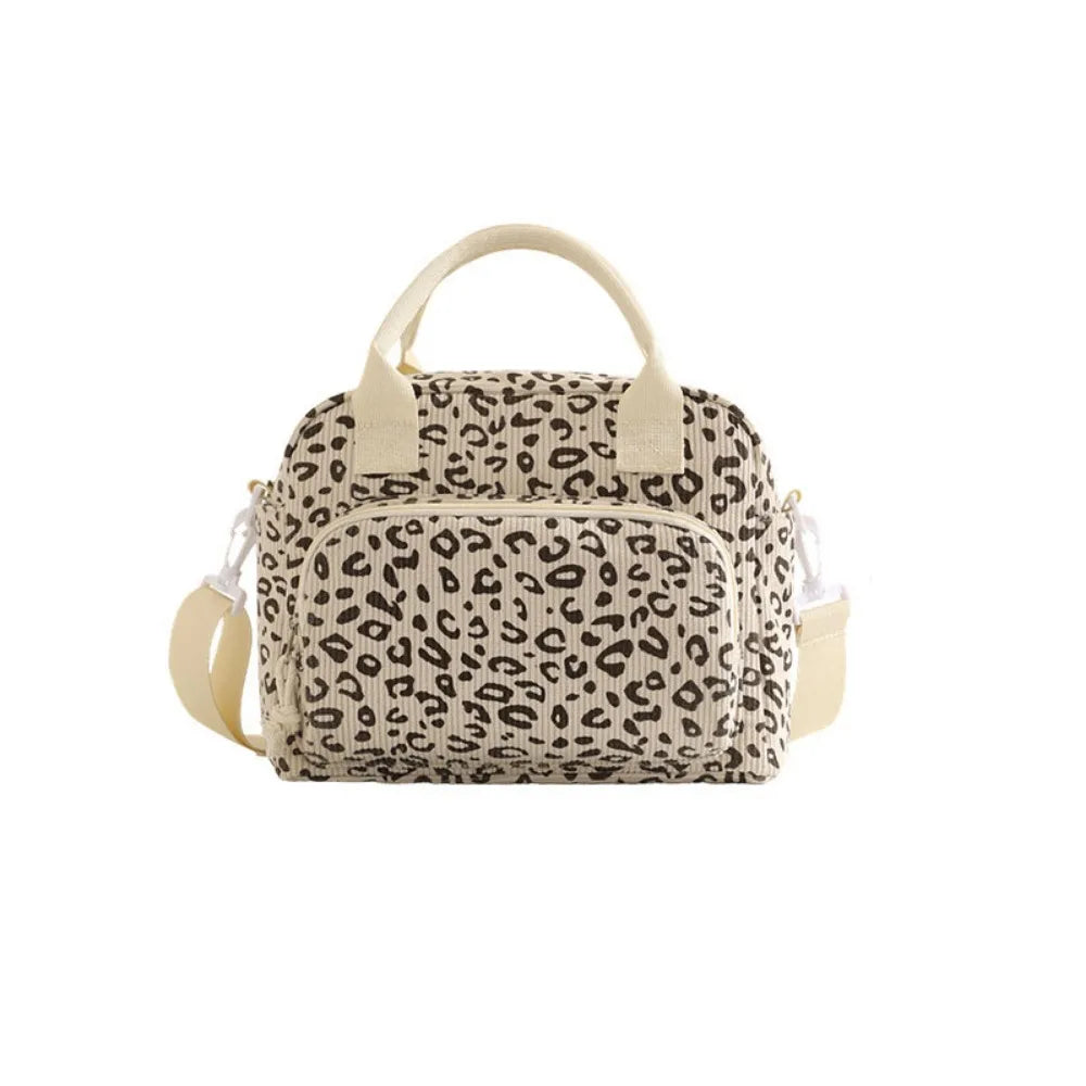 Strawberry Corduroy Insulated Lunch Bag with Large Capacity