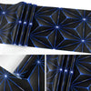 Black self-adhesive 3D vinyl wallpaper featuring a geometric, glowing blue polygonal pattern.