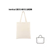 A plain beige canvas shopping tote bag with handles.