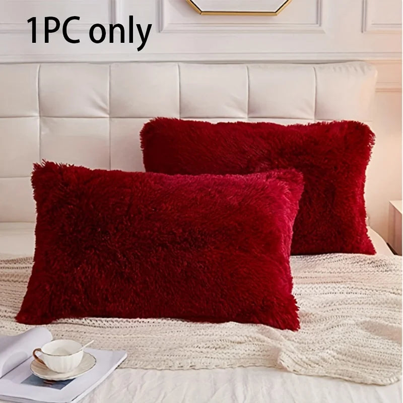 Plush Faux Fur Pillowcase with Hidden Zipper