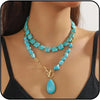 Boho Gold Turquoise Pendant Necklace