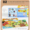 A collage of animal shape matching stickers and a scene random post featuring farm animals and scenery.