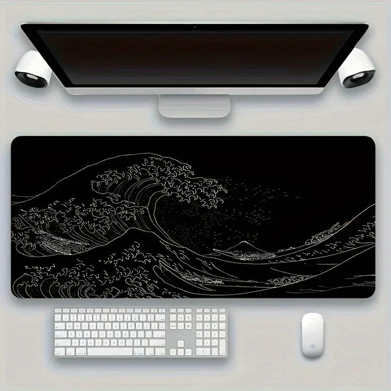 Extended Desk Mouse Pad with Stitched Edges & Non-Slip Rubber Base