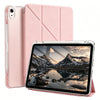 A pink magnetic flip smart cover for an iPad is shown alongside the device.