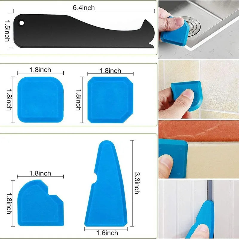 5-Piece Silicone Caulking Tool Kit with Scraper and Spreader