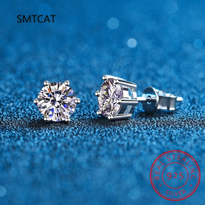 Classic Moissanite Stud Earrings in Sterling Silver