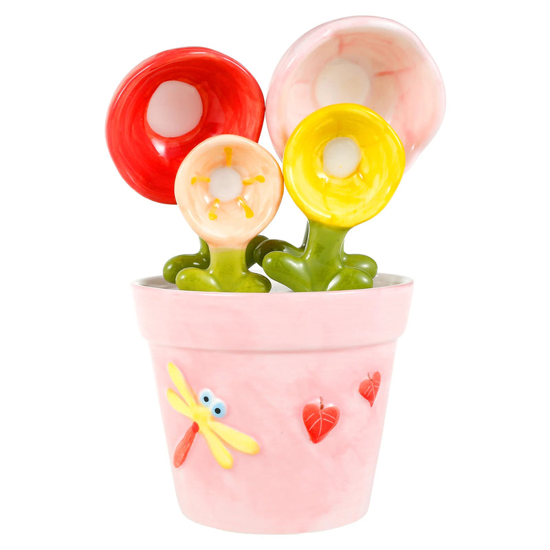 Ceramic Flower-Shaped Measuring Spoon Set with Stand