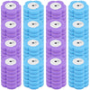 A set of purple and blue disposable toilet brush kits with hands-free auto-open holders.