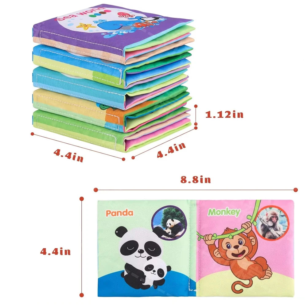 Sensory Cloth Books for Babies with Teether & Crinkle Pages
