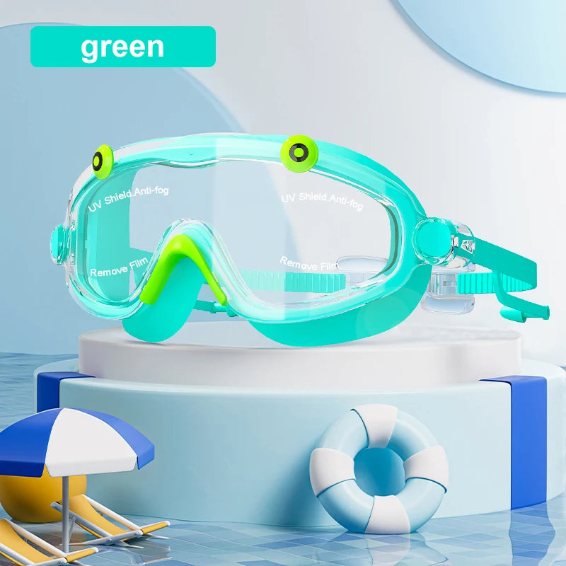 Panorama-Schwimmbrille für Kinder mit Ohrstöpseln