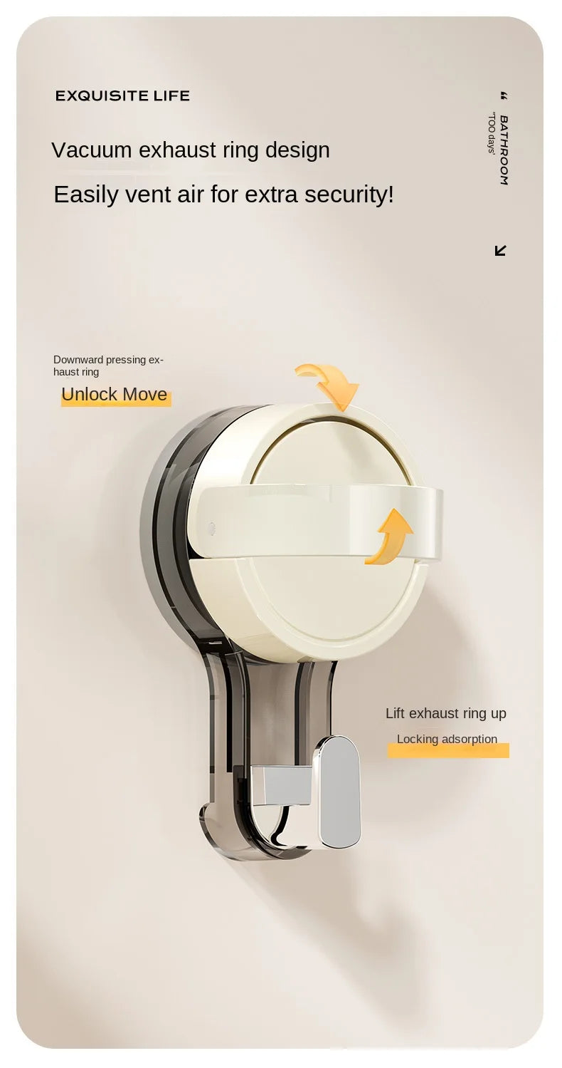 Strong Vacuum Suction Hooks with Adhesive Mount, No-Drilling Design for Home and Bathroom