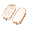 A white and copper luxury leather key case for Fiat and Citroen models, shown in a diagonal view.