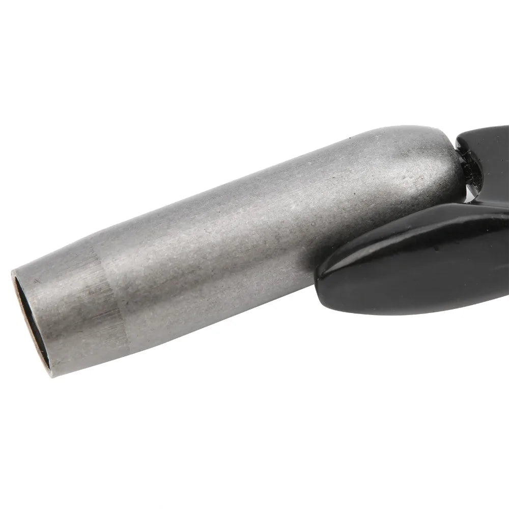 A close-up view of a professional brick jointer set with a cast aluminum handle and black jaws.