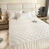 Quilted Solid Color Bed Skirt with Pleated Ruffle