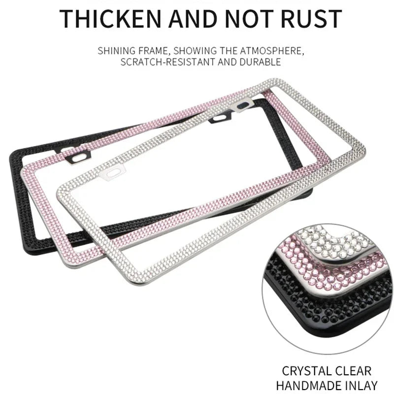 Crystal Rhinestone License Plate Frame for Cars