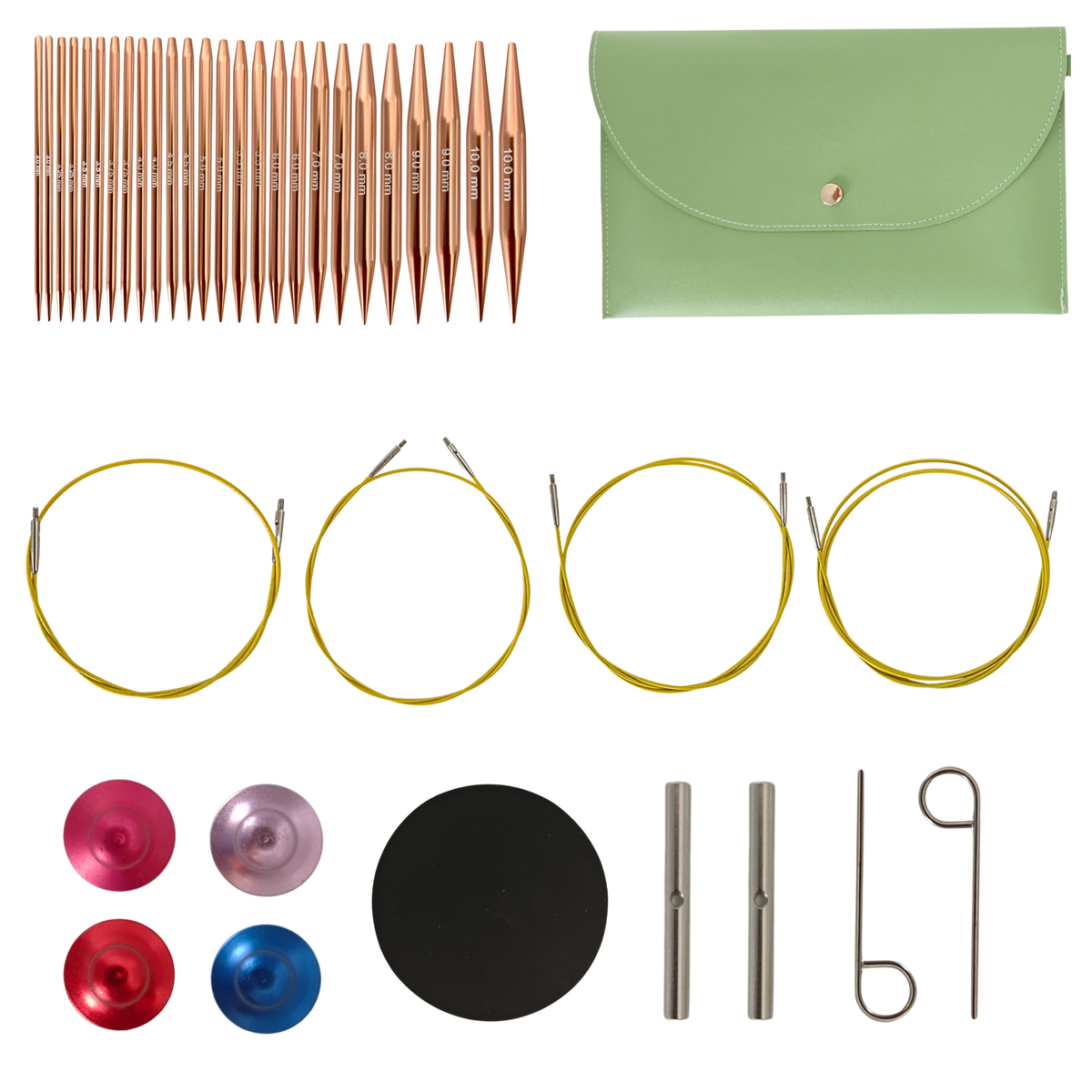 Interchangeable Aluminum Knitting Needle Set with Crochet Hooks