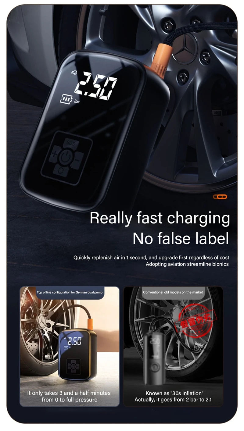 Cordless Rechargeable Tire Inflator with Digital Pressure Gauge