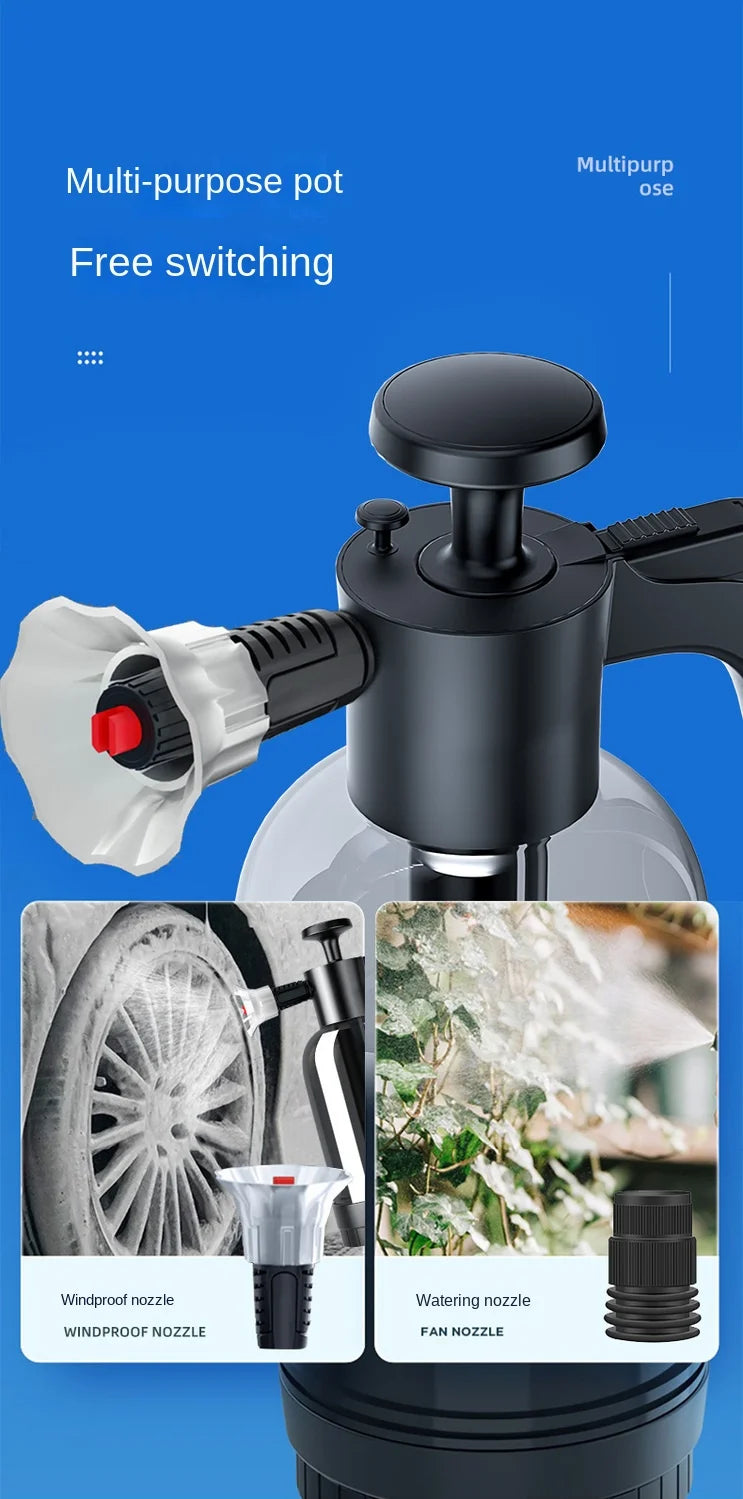 2L Hand Pump Foam Sprayer with 3 Nozzles – Snow Foam Car Wash Applicator