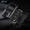 Black carbon fiber car key cover with electronic features for VW and Skoda models