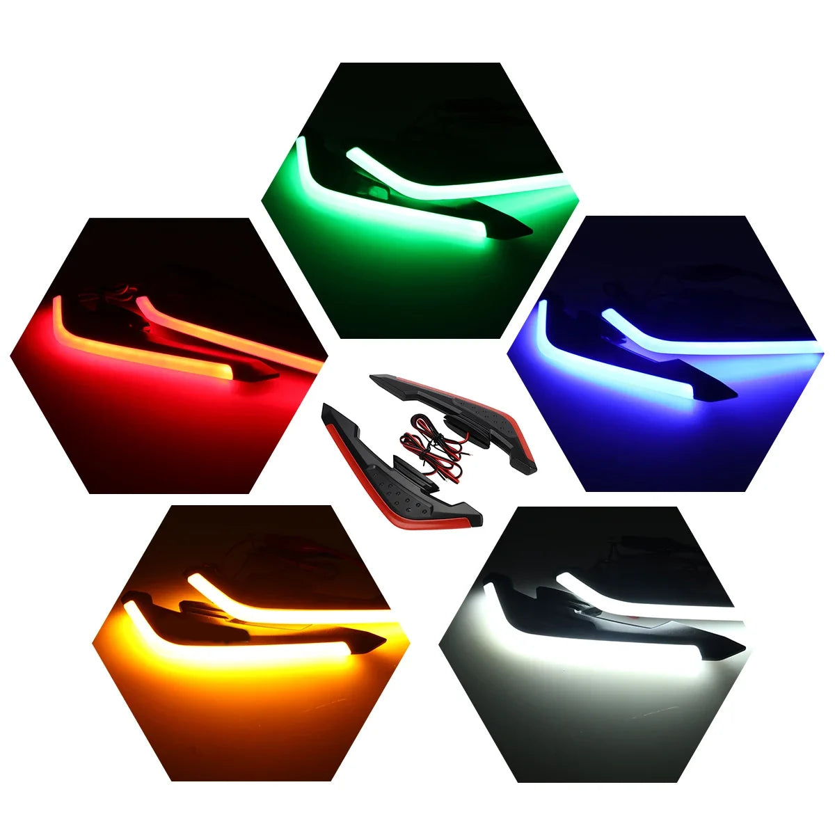 Motorcycle Front Side Spoiler Winglets with LED Light