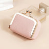Genuine Leather Kiss Lock Coin Purse with Key Ring