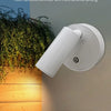 A white magnetic rechargeable touch light fixture shown in a wall mount, demonstrating white, yellow, and neutral light modes