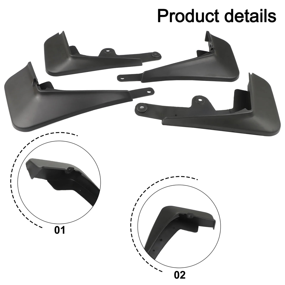 Set of black mud flaps for Mazda CX-30, including front and rear splash guards.