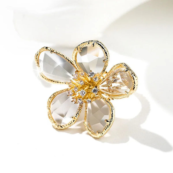 Kristall-Blumen Statement-Ring