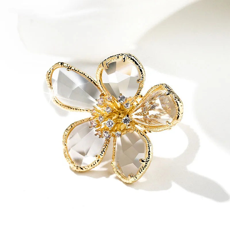 Crystal Flower Statement Ring
