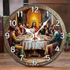 Last Supper Wooden Wall Clock – Silent Round Design for Timeless Home Decor