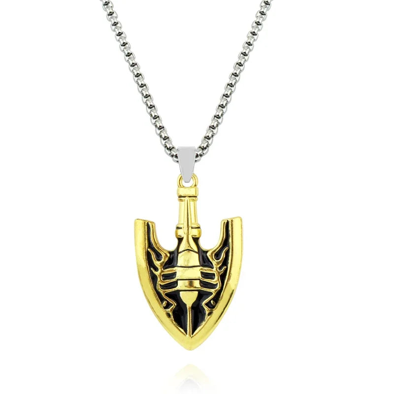 Gold pendant necklace featuring a stylized red stone design from JoJo's Bizarre Adventure