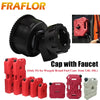 A set of red and gray tap adapters for Woogok brand fuel cans