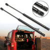A pair of black heavy-duty hood lift supports for a Jeep Liberty, shown with an inset detail.