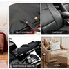Various examples of self-adhesive faux leather repair tape used for furniture, bags, car seats, and office chairs.