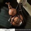 Handcrafted ceramic gourd wine pot with a net bag, showing the size and texture of the item.