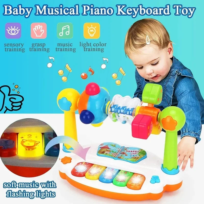 Rotating Musical Piano Toy with Lights and Sounds for Toddlers