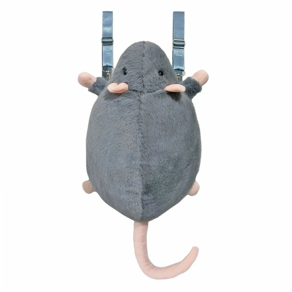 Cute Plush Mouse Backpack with Flower Design