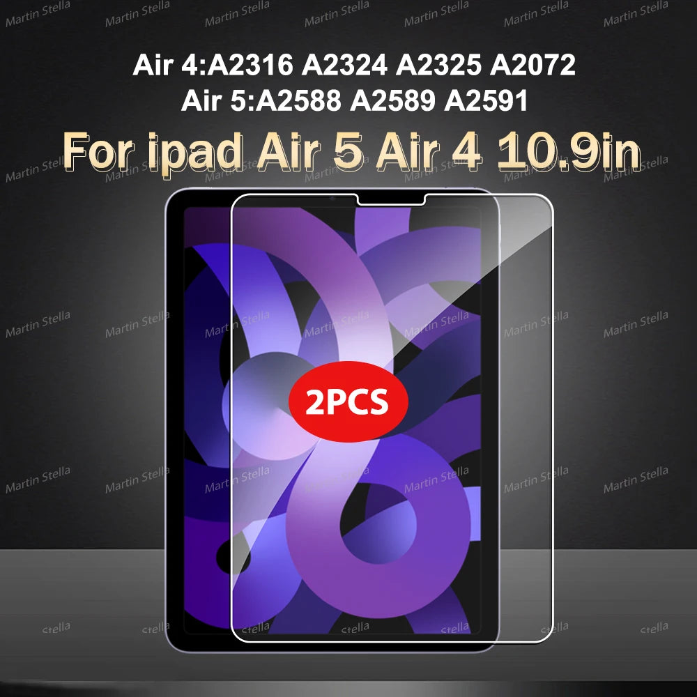 Two tempered glass screen protectors for iPad Air 5 and Air 4 models