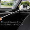 A long telescopic wiper tool is shown extending from a car window, demonstrating its adjustable design.