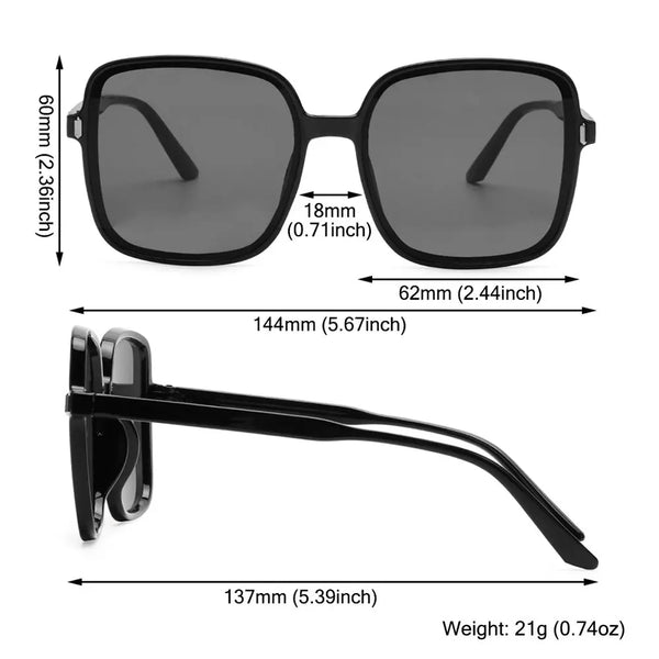 Gafas cuadradas negras oversize con montura y lentes negros