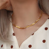Gold-Plated Herringbone Chain Necklace & Bracelet Set