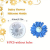 Eight silicone molds of daisy flowers in blue color without holes